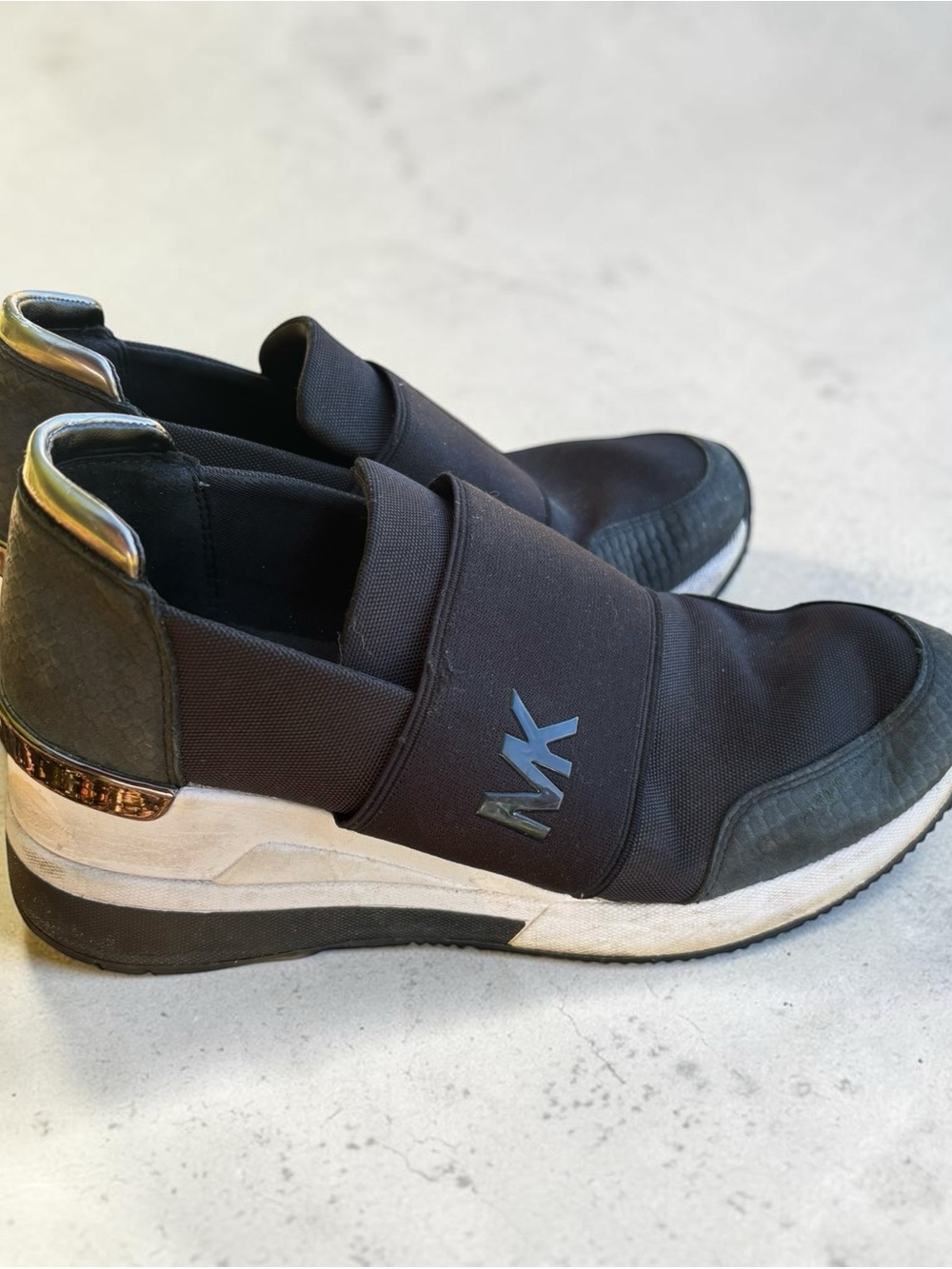 Michael Kors Black Felix Trainer Slip On Sneakers Womens Size 8